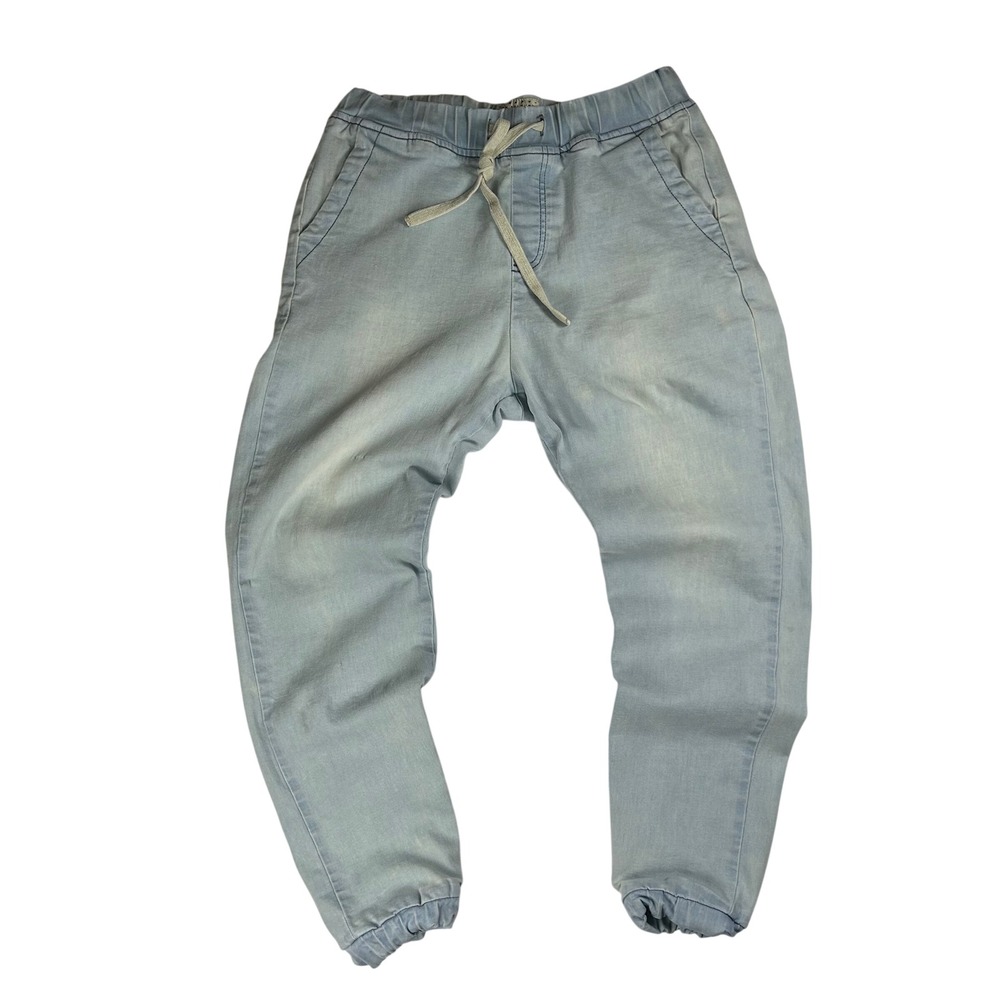 High Cultured Mens Japanese‎ Denim Jogger Pants Light Wash Elastic Waist Small